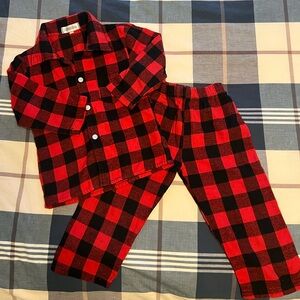 3T Red and Black Plaid Kids Pajama Set